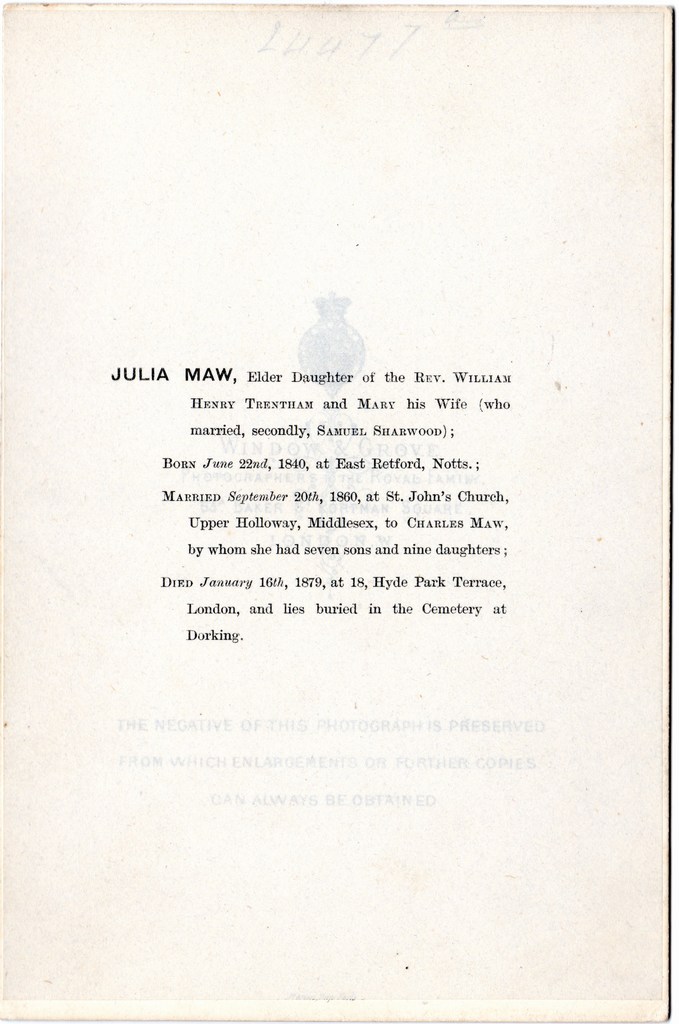 I4457 - Julia Maw info printed on back of photo